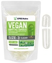 XPRS Nutra velikost 3 prazne kapsule - 100 Štetje Prozorne prazne veganske kapsule - Vegetarijanske tablete - DIY Zelenjavna kapsula Polnjenje - Veggie Pills