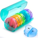 Sukuos velike tedenske tablete Organizator 2 krat na dan, Daily Pill Box 7 dan Enostaven za odpiranje z dvojno zaščito, AM PM tablete Primer za medicino/vitamin/ribje olje/dodatki (Cyan)