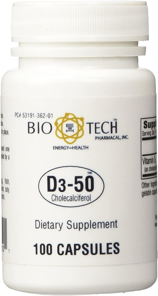 D3-50 50.000iu - Bio-Tech Pharmacal - 100 kapsul - pakiranje po 2 kapsuli