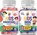 SUNNY SAM Iron Gummies za otroke & Magnezij Gummies za otroke & odrasle - 100mg - Mirni magnezijevi žveči