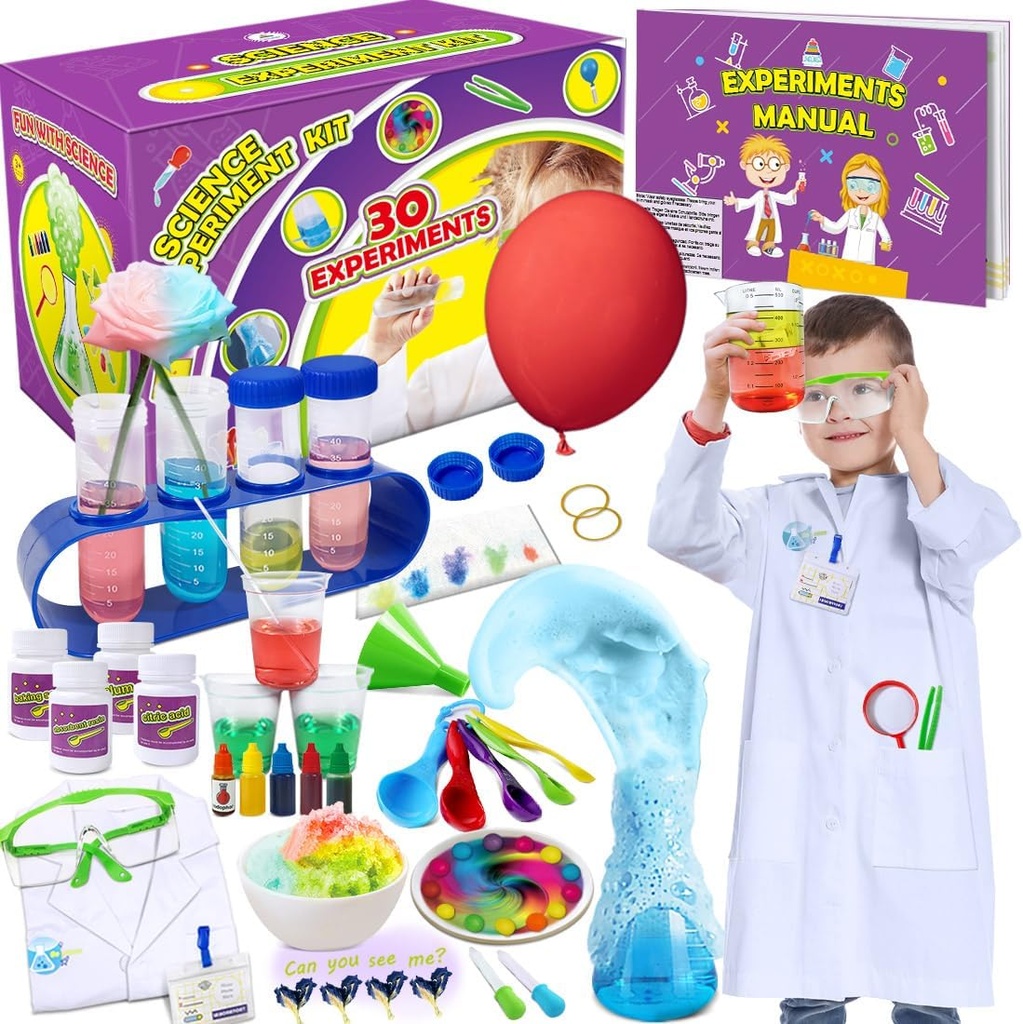 UNGLINGA 30 Eksperimenti Znanstveni komplet za otroke z Lab Coat, kemija komplet STEM igrače rojstnodnevna darila za dekleta, Znanstveni kostum vlogo igralna orodja Izobraževalno učenje