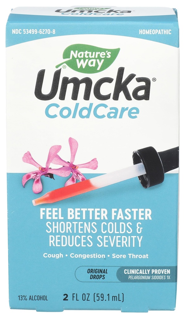Naravoslovna pot Umcka ColdCare homeopatska, skrajšane prehladi, boleče grlo, kašelj, in Congestion, Fenylephrine Free, Ne-Drowsy, 2 Fl. Oz. kapljice