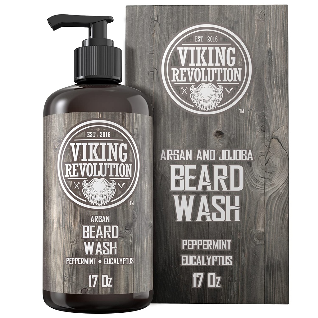 Šampon Beard Wash w/Argan & Jojoba Oils - Softens & Krepi - Naravna pepermint in Eucalyptus Scent - Beard Shampoo w/Beard Oil (17 oz Shampoo)