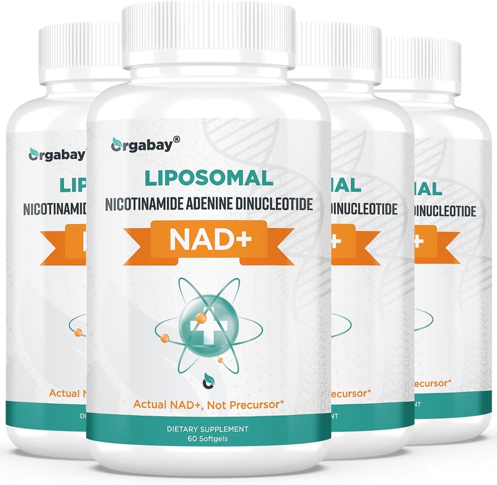 Orgabay Liposomal NAD+ Dodatek 500 mg, visoka absorpcija, povečanje NAD+ s TMG 250 mg, dejanska NAD Plus bolj učinkovito kot nikotinamid ribozid, podpora celična energija, zdravo staranje 