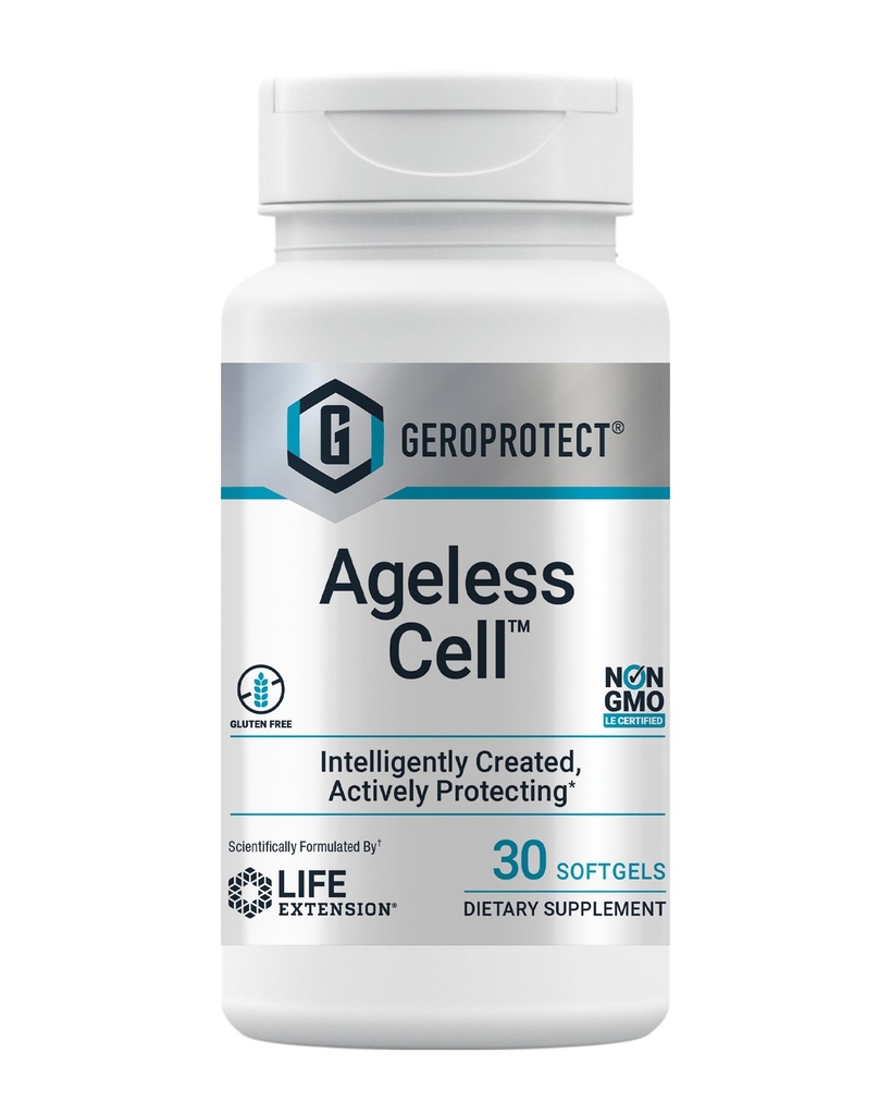 Life Extension GEROPROTECT® Ageless CellTM, Celularno zdravje, zdravo staranje, vitamin E, N-acetil-L-cistein, izvleček zelenega čaja, miricetin, gluten brez, ne-GMO, 30 kapsul