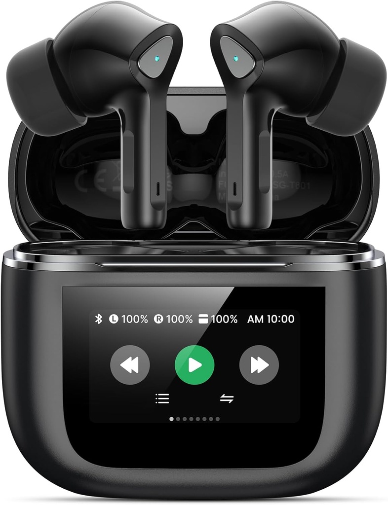 Brezžične slušalke Bluetooth 5.3 Slušalke 50H Predvajanje Deep Bas Stereo Uha Buds z Mic IPX7 vodoodporne Comfort lahke slušalke za slušalke Pad Android / iOS telefoni Darila za moške