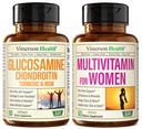 Glukozamin Chondroitin Turmeric + multivitamin za ženske 2-bottle dodatek paket za njo. Zdrav imunski odziv, skupna podpora, antioksidant lastnosti