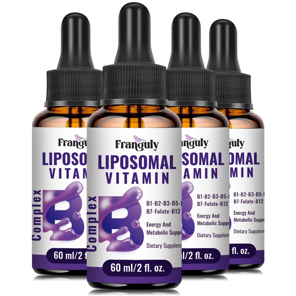 Liposomski vitamin B Kompleksni tekoči podjezični B kompleks Vitamini Dopolnilo za ženske Izboljšana absorpcija Metilirana B12,B1, B2, B3, B5, B6,Folate,Biotin za energijo in imuno podporo-8,0 oz