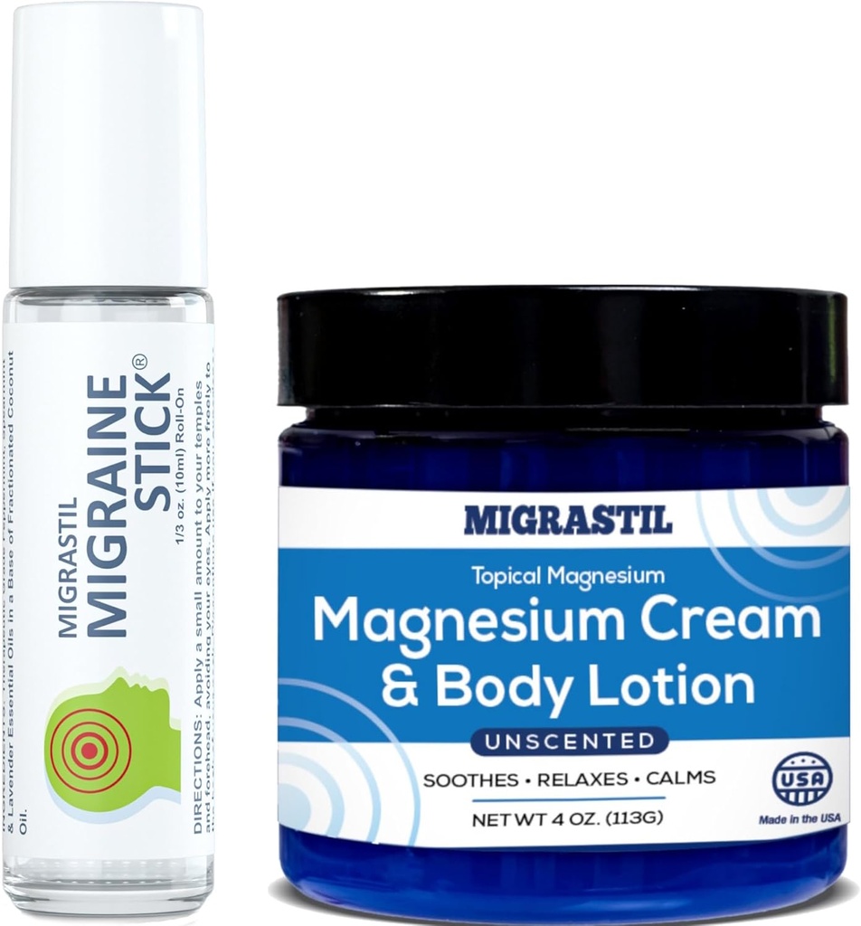 Migrastil Migraine Stick® in maksimalna magnezijeva krema & losjon za telo