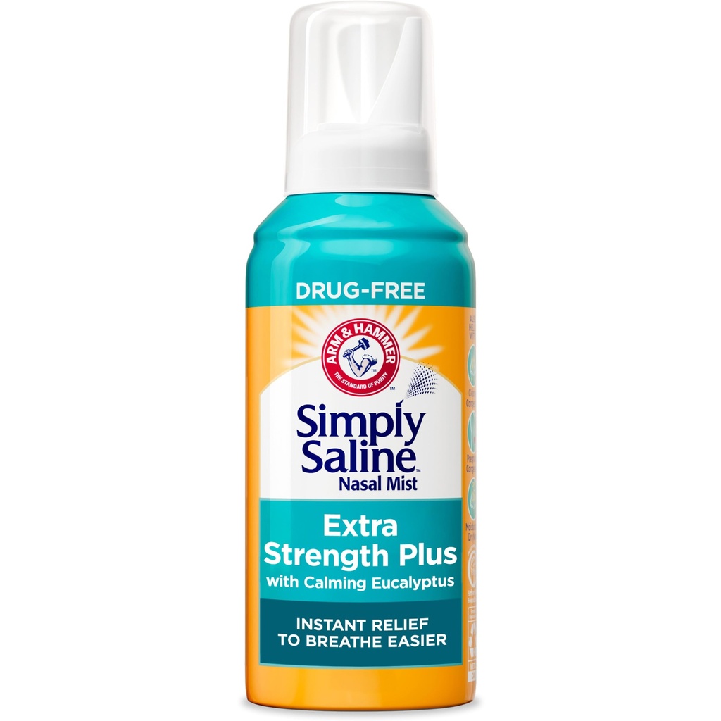 Arm & Hammer Preprosto Saline Dodatna moč Plus Eucalyptus Nasal Mist za hude prebavne motnje, 4.6 oz
