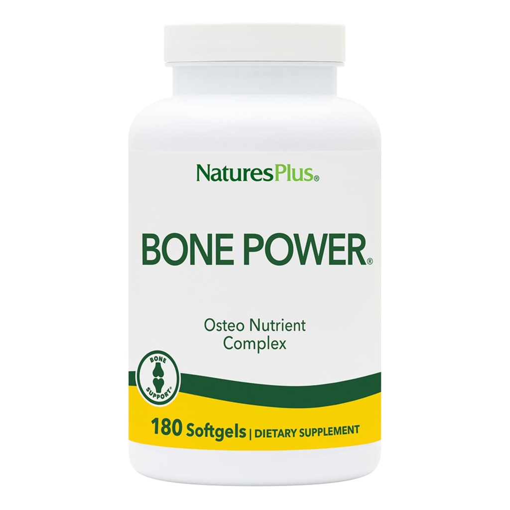 Natures Plus Bone Power with Boron - 1000 mg Kalcij, 180 Softgels - Podpora za kosti in sklepe, Tekoči kalcij za največjo absorpcijo - mleko brez glutena - 45 Serving