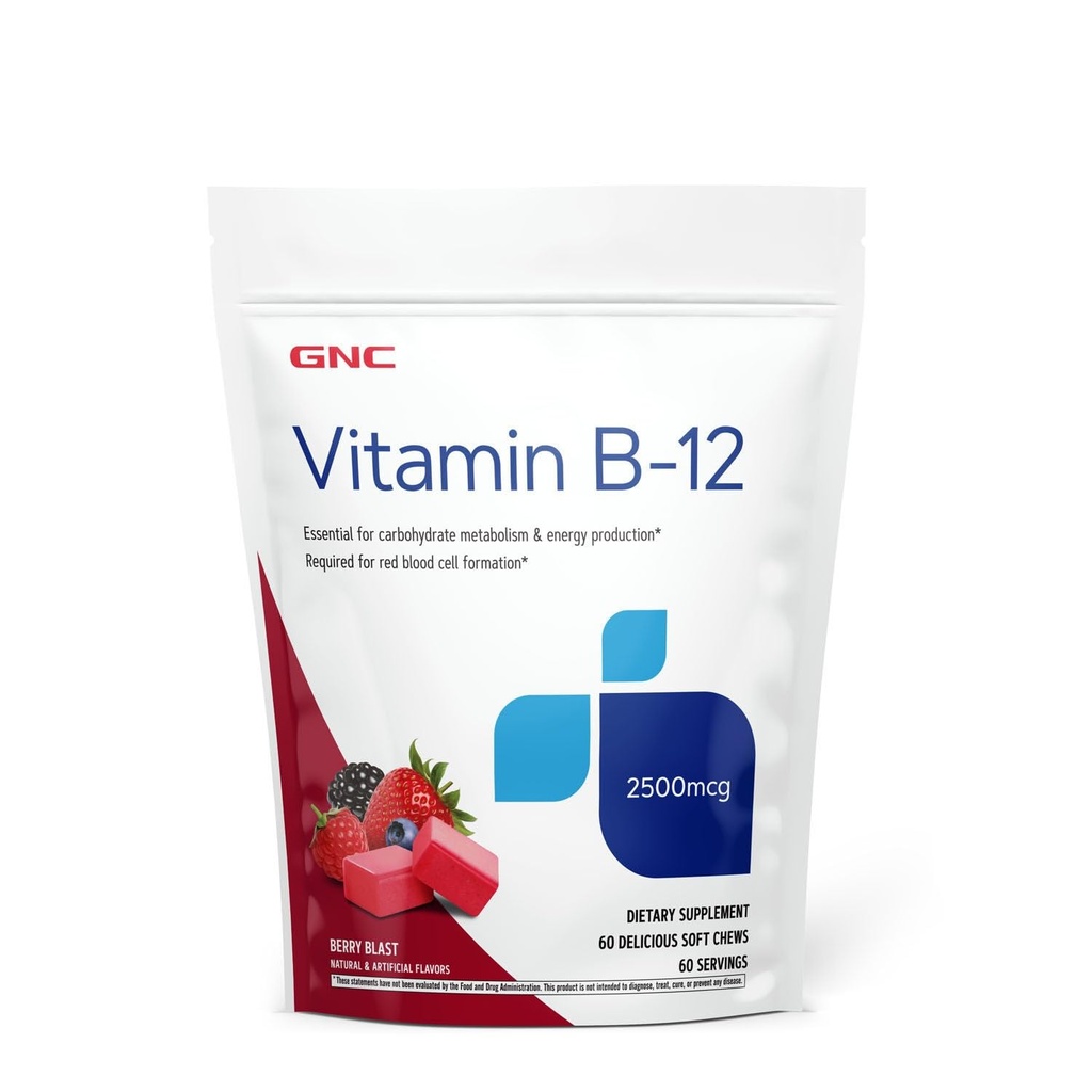 GNC Vitamin B12 2500mcg dodatek, Bistveno za presnovo ogljikovih hidratov in proizvodnjo energije, 60 Serving
