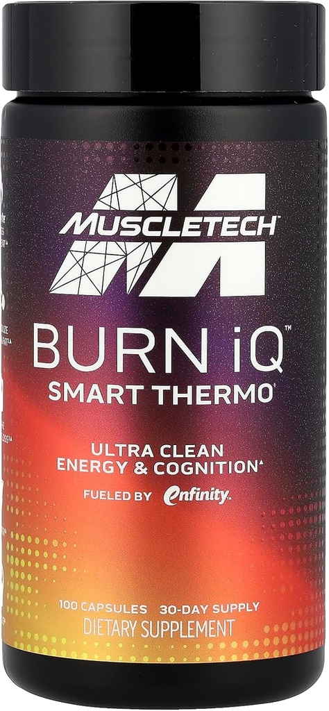 MuscleTech Burn iQ Smart Thermo dodatek, dopolnjen s paraksantinom Povečana energija in Kognicija za moške in ženske 100 Število