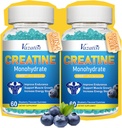 2 Pack Kreatin Monohidrat Gumiji za ženske in moške, Sugar Free Vegan Kreatin dodatek za izgradnjo mišic, povečanje energije in moči, borovničev okus, 120 Count