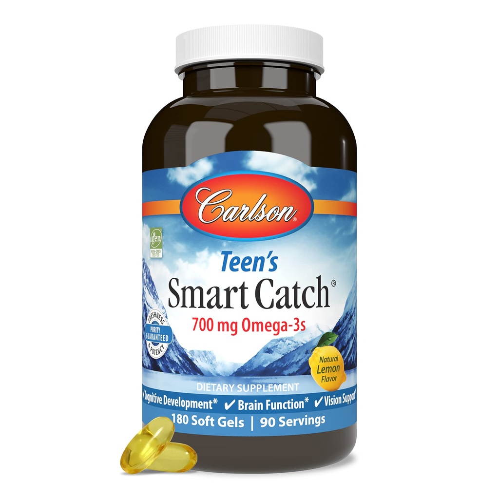Carlson Labs Smart Catch Fish Oil for Teens, 1000mg, 180 Softgels