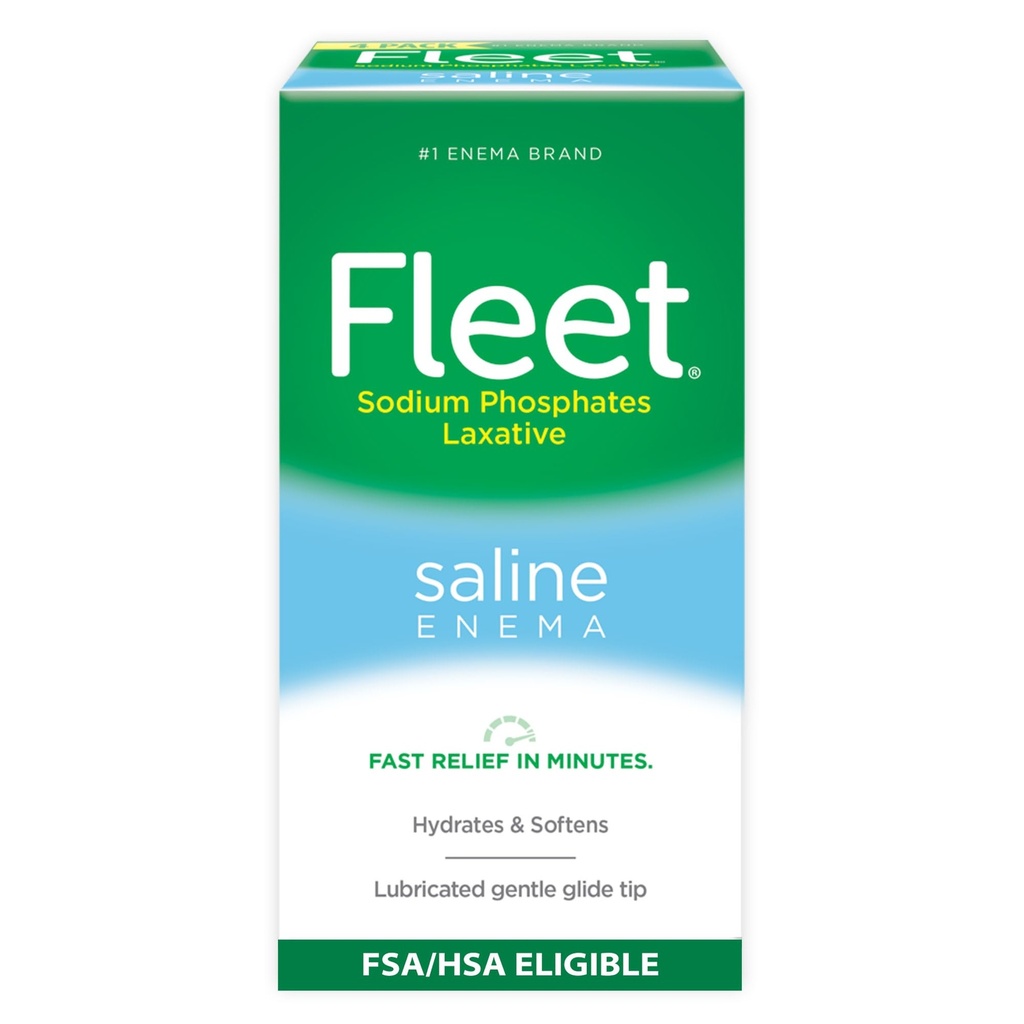 Fleet Laxative Saline Enema za odrasle zaprtje, 4,5 fl oz, 4 steklenice