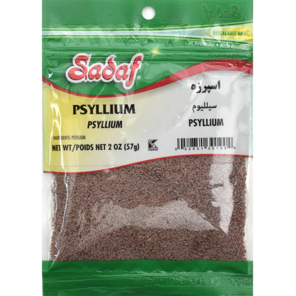 Sadaf Psyllium Semena - Esparzeh - Psyllium Semena za kuhanje - Dodajte Boost za napitke in Dishes - Bližnji vzhod Kuhinja - Košir & Vegetarian - 2 oz Reseable Bag