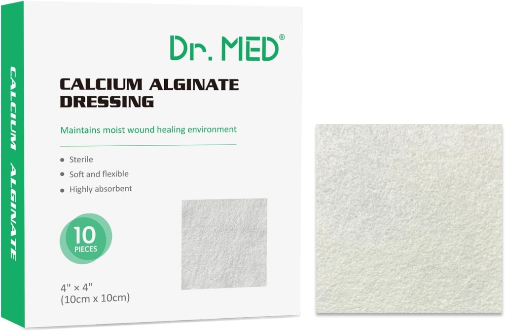Dr. Med kalcijev alginat Rana oblačenje 4"x4", 10 Individualno pakiranje visoka absorpcija Oblačenje Gaza, Non-Stick Pads, Mehka in udobna obliž za nego ran, Hitrejše zdravljenje