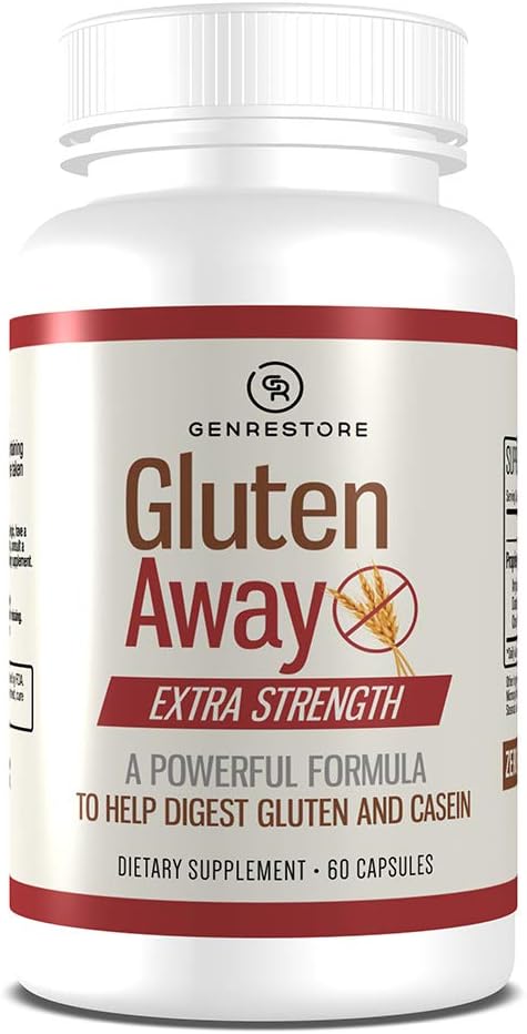 Gluten Away prehranski dodatek – ekstra moč Prebavne encima zdravje Gluten & Kazein, Počasnejša digestion release Protein Aminokislina v krvi za moške in ženske – 60 Kapsule.