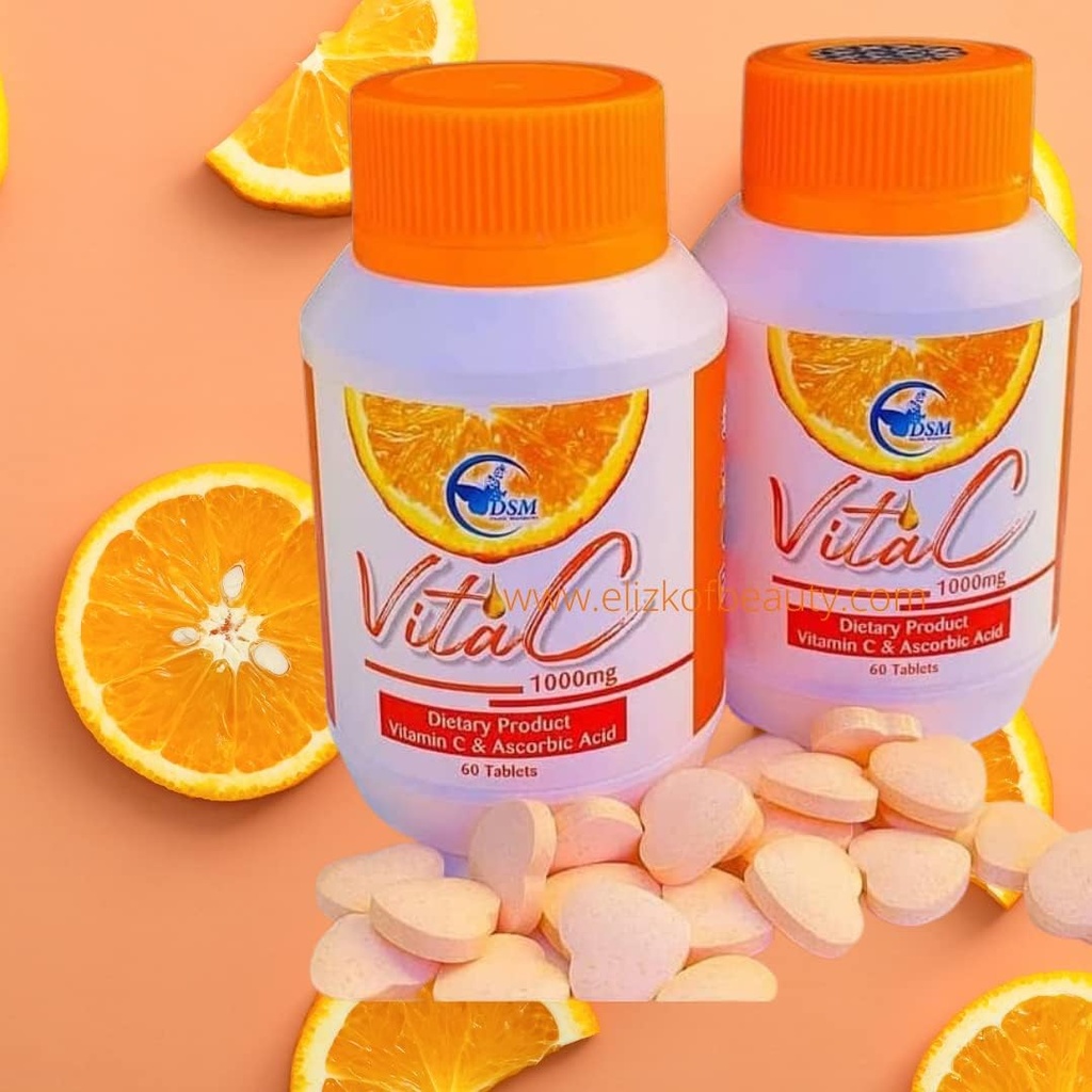Vitamin C in askorbinska kislina 1000 mg, napihljiv za kožo podporo in zdravo imunski sistem –60tableti