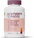 SmartyPants Women's Multivitamine Gumies: Omega 3 ribje olje (EPA/DHA), Metilfolat, CoQ10, Vitamin D3, C, Vitamin B12, B6, A, K & cink, Inositol, Gluten Free, 120 Število (20 Dnevna dobava)