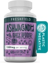 Freshfield Ashwagandha s črnim poprom. Vegansko prijazno dopolnilo za adrenalno utrujenost podporo, mišično spomin, ščitnico in moč. Vse naravne 1300mg kapsule
