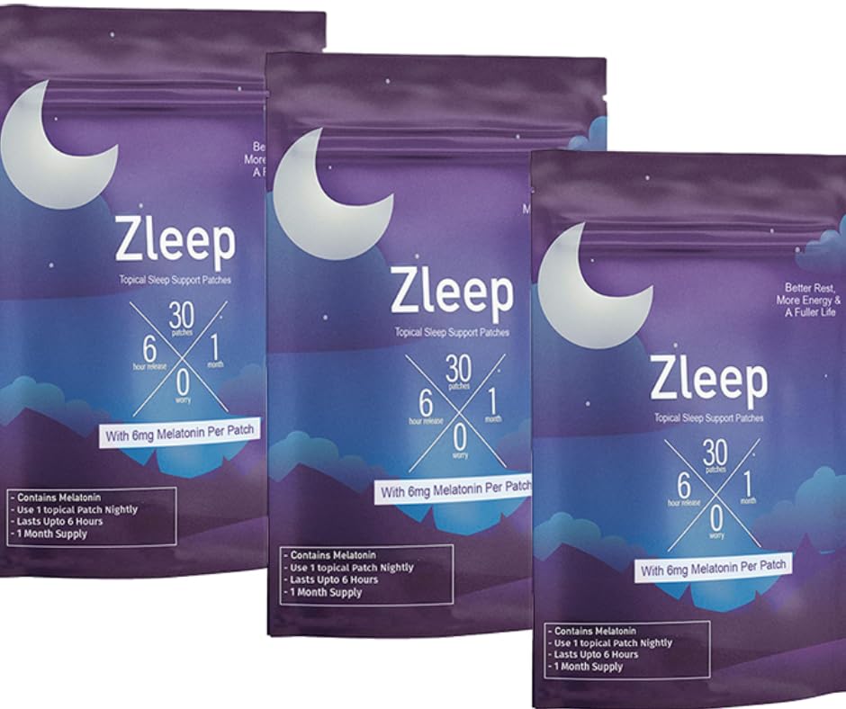 Zleep - Patches spanja w/Dream Complex in melatonin za spodbujanje kakovosti spanja in zmanjšanje utrujenosti (3 Pack, 90 obliži)