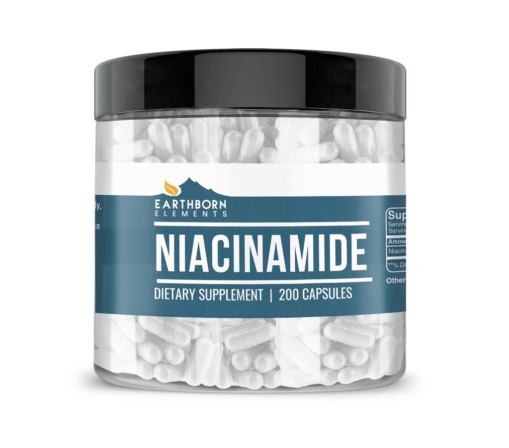 Elementi Zemljinega izvora Niacinamid (vitamin B3), kapsule, brez magnezijevega polnila, brez Flush