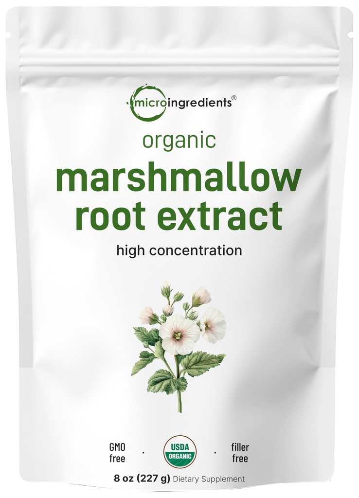 Mikro sestavine Organski Marshmallow korenski prašek, 8 Ounce, Filler brezplačno in tradicionalno uporablja, Podpira prebavne gastrointestinalno zdravje, neobsevane in brez GSO, Vegan prijazno