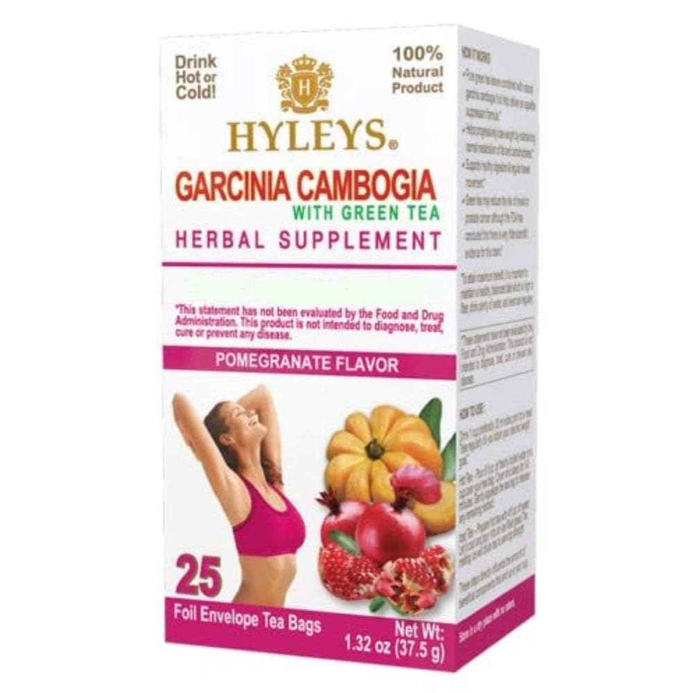 HYLEYS Čaj Garcinia Cambogia Zeleni čaj z okusom granatnega jabolka - 25 čajnih vrečk