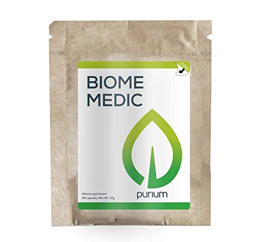Purium Biome Medic - 60 Veganske kapsule - Gut Health Support Supplement, Odstranjuje gensko spremenjenih strupov, Podpira dobre bakterije, Popravila Microbiome - Vegetarian, Gluten brezplačno - 60 Servis