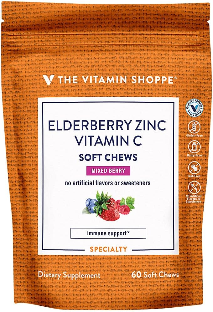 Bezgove jagode, cink in vitamin C Soft Chews - Imunska podpora - mešana jagoda (60 Soft Chews)
