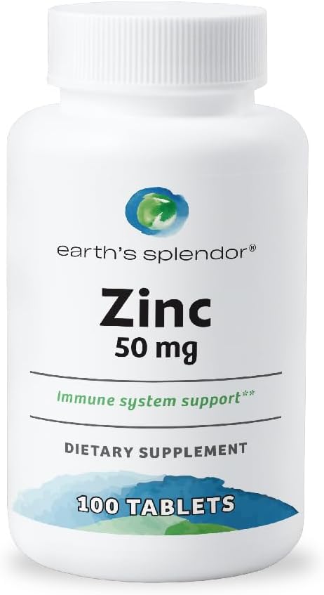 Zemljin Splendord Imunska podpora dodatki, z cinkom 50mg, Pomaga ohraniti zdravje kože, brez pšenice, brez umetne barve ali arome, Mineralni dodatki za moške in ženske (100 tablet)