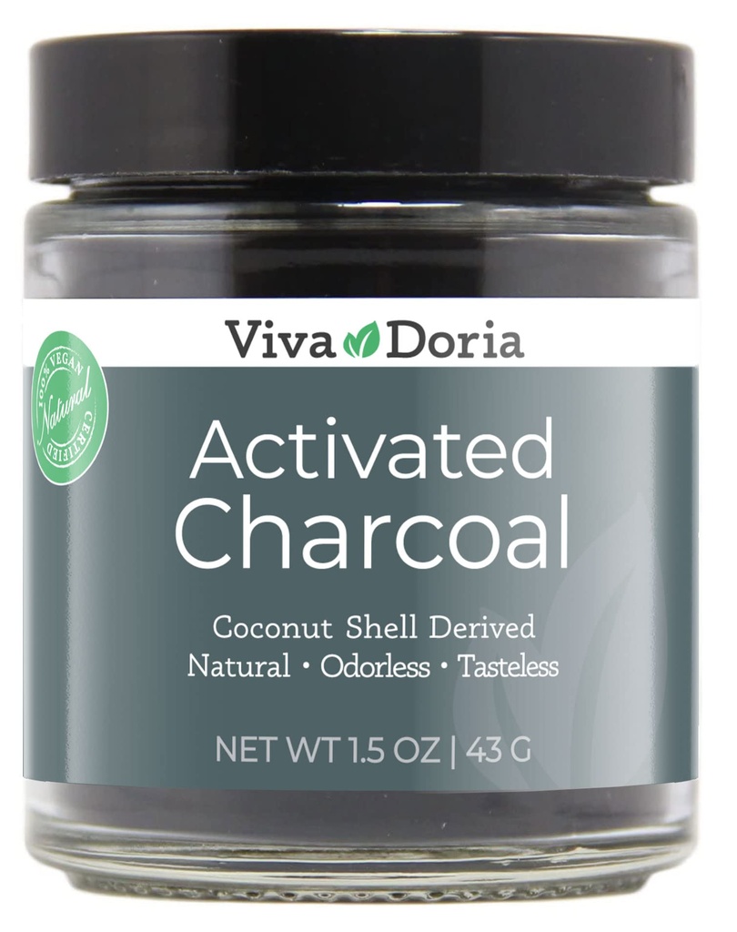Viva Doria Devica Aktiviran Charcoal prašek, Kokosove školjke, Stopnja hrane, 1.5 Oz Stekleni Jar