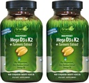Irwin Naturals High Potency Mega D3 & K2 + Izvleček kurkuma za zdrave kosti, imunske funkcije in pozitiven razpoloženj - Napredna absorpcija z magnezijem, kurkuma, Bambusom in Omega oljem - 60 tekočih softgel