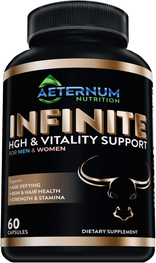 Infinite - HGH - Testosteron - Vitalnost dodatek-Vključuje Argnine-glutamin, in več! Podpira moč, Stamina, Koža & Las zdravje, Mišična rast. za moške in ženske 60 kapsul na steklenico.