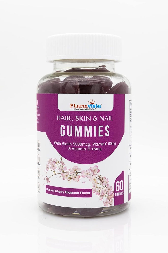 Koža las in nohti Vitamin Gumies z Biotin Vitamin C in E -Vegan Gluten Prosti in ne-GMO sestavine -60 Count