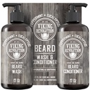 Garnitura vikinških revolucij Beard Wash & Conditioner w/Argan & Jojoba Oils – Mehkužci, gladki in krepi rast brad - naravna peppermint in Eucalyptus Scent - Shampoo (17 oz)