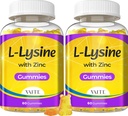 L Lysine Gumies 1000mg z cinkom - podpira kožo, Lip, Vegan, Gluten prost, 60 Žvečljivi L-lizin za odrasle, vitamini zdravje tkiva in imunski sistem, aminokisline in kompleksni dodatki, ne-GMO(2Pack)