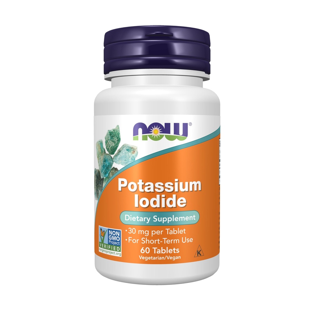 NOW Foods Supplements, Kalijev jodid 30 mg, Ne-GMO projekt preverjen, Prehranska dopolnila, 60 tablet