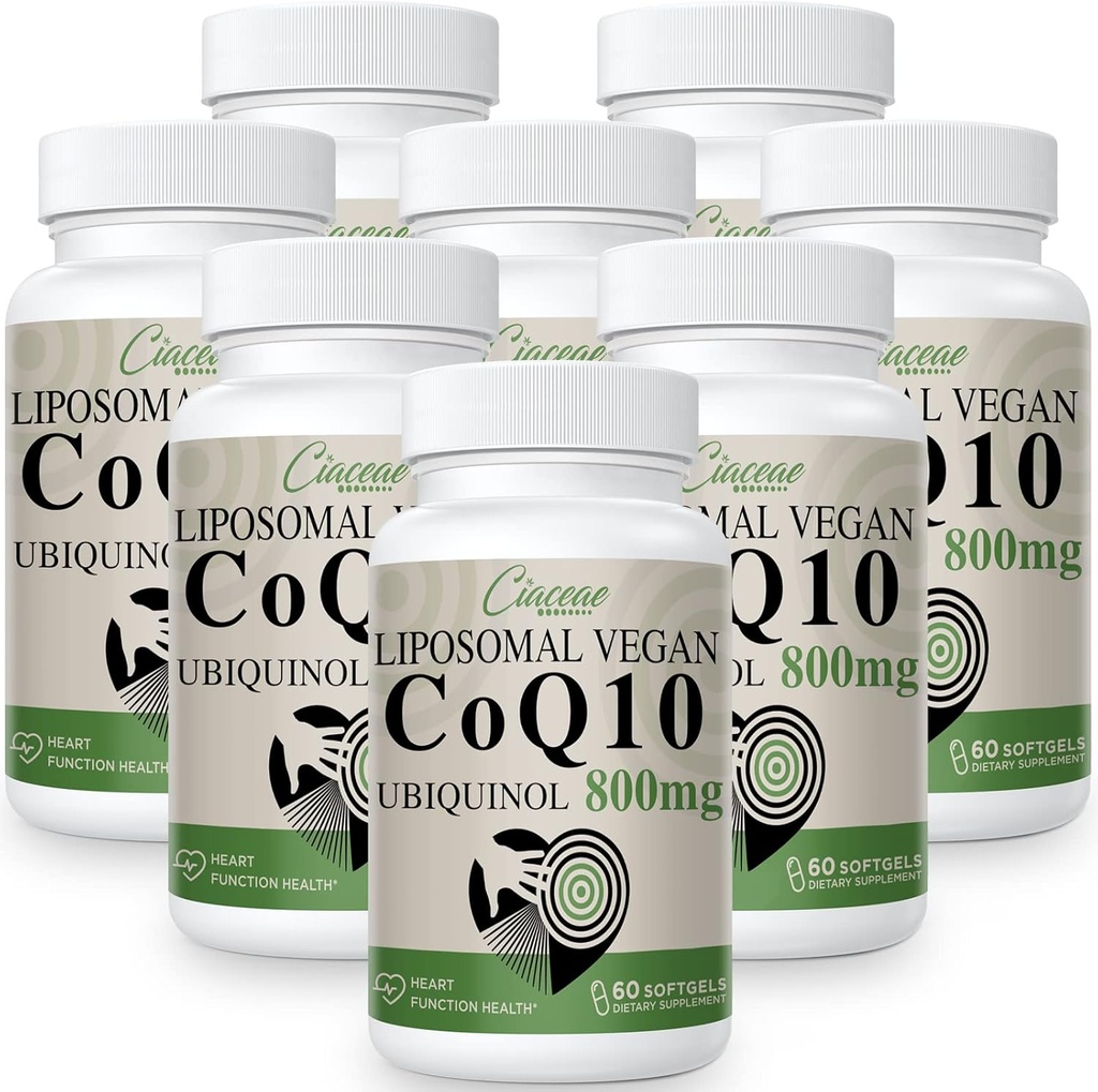 Liposomski CoQ10 800mg Ubikinol Softgel, Max Absorpcija Ubikinol Koencim Q10, Ubikinol CoQ10 Dodatek za antioksidant, delovanje srca in proizvodnjo energije, Pure CoQ10 800mg, 480 Vegan Softgels