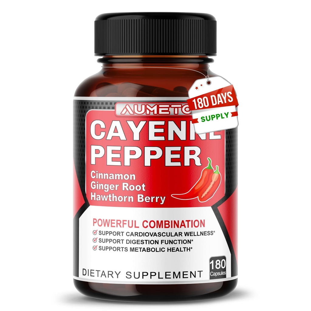 Kapsule Cayenne Pepper - Ultra Complex s cimetom, ingverjem, kardamom, Hawthornom Berry - podpora prebavljanje, kroženje in splošno Wellness (180 Število (Pack of 1))