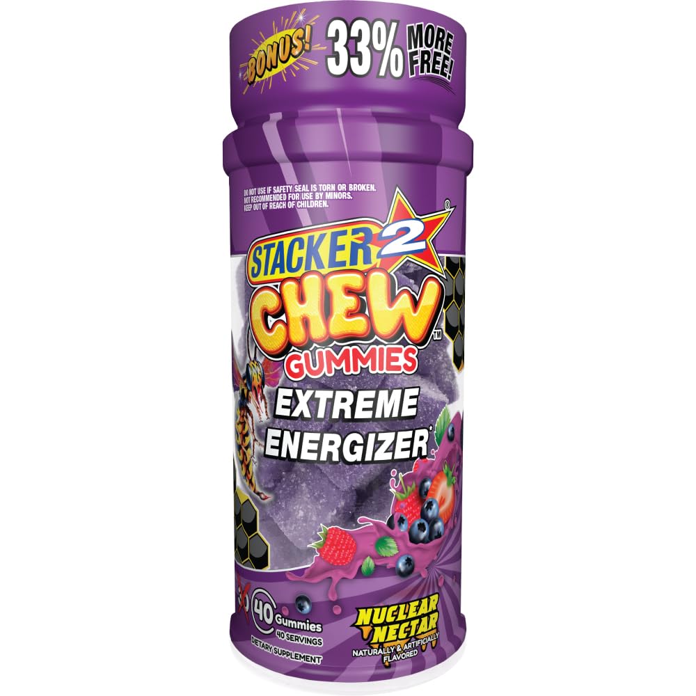 Stacker2 Chew: Extreme Energy - 40 Gummies steklenica