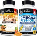 Trojna moč Omega 3 ribje olje softgels (1 mesec dobave) Plus kurkumin s črno papriko ekstrakt 1500mg kompleks (1 mesec dobave)
