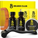 Bradati klub Izboljšana brada rast komplet - Derma roller, Brada rast olje (2PK), Sandalwood bradd balzam, Comb - set