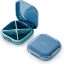 Majhne tablete, potovalne tablete Box, Prenosne tablete Organizator, Tablete Vsebnik za žep 4 Kompartmenti, Daily Compact Travel Medicine Imetnik za vitamine Medication (modra)