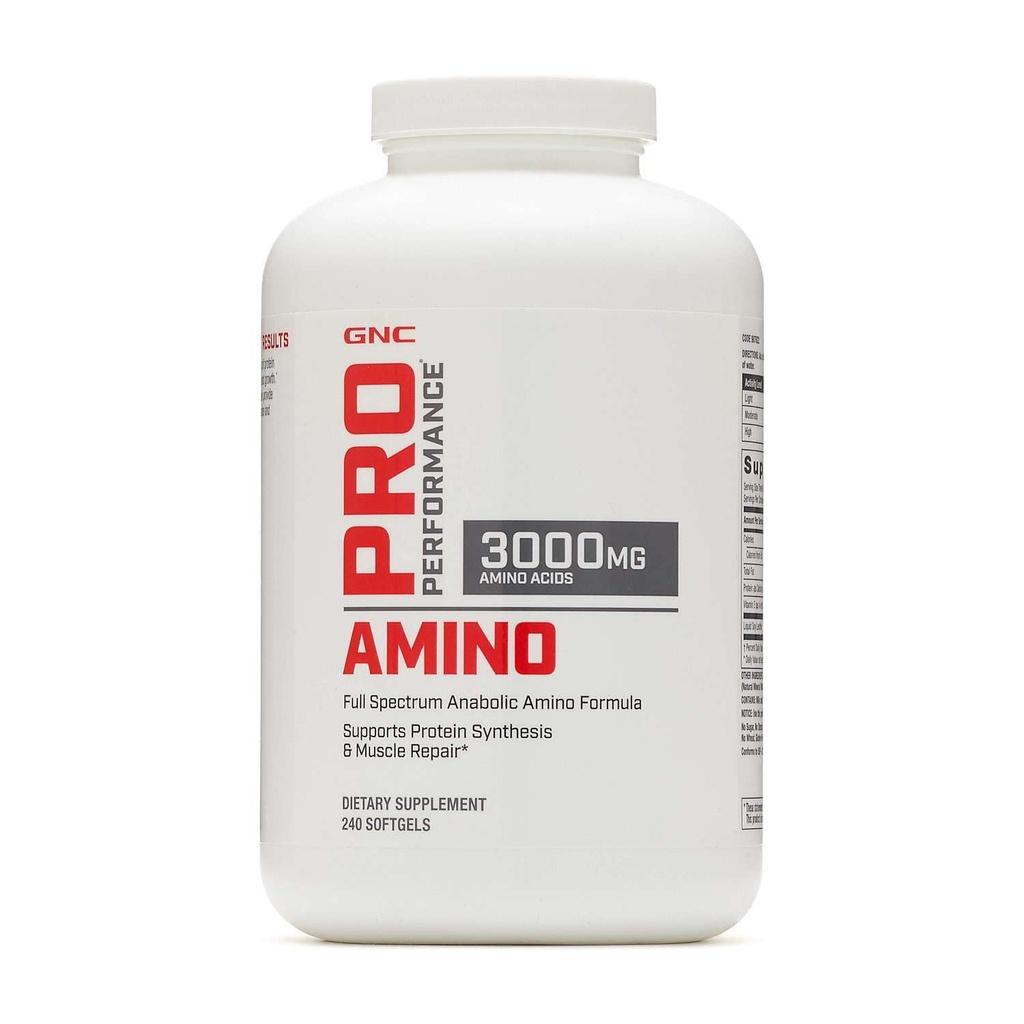 GNC Pro Performance Amino 3000mg, 240 Softgels, Podpira sintezo beljakovin in mišice popravila