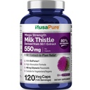 NusaPure Milk Thistle 50:1 Extract, 550 mg Enakovredno 27.500mg 120 Veggie kapsule Non-GMO, Vegan Max Jakost - standardiziranih 80% Silymarin, Bioperine