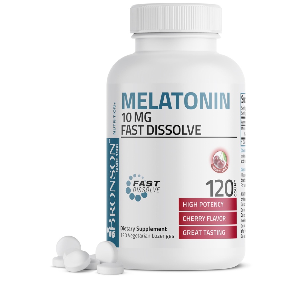 Bronson Melatonin 10mg hitro raztopite češnjeve arome tablete vegetarijanske žvečljive Lozenges, 120 Count