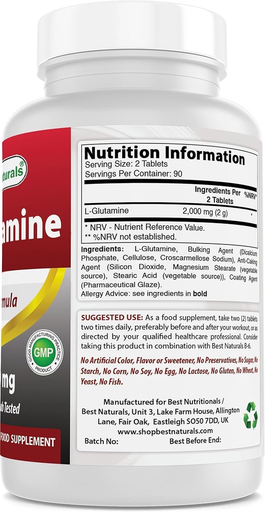 Najboljši naravni L-glutamin 1000 mg & Ashwagandha ekstrakt 500 Mg